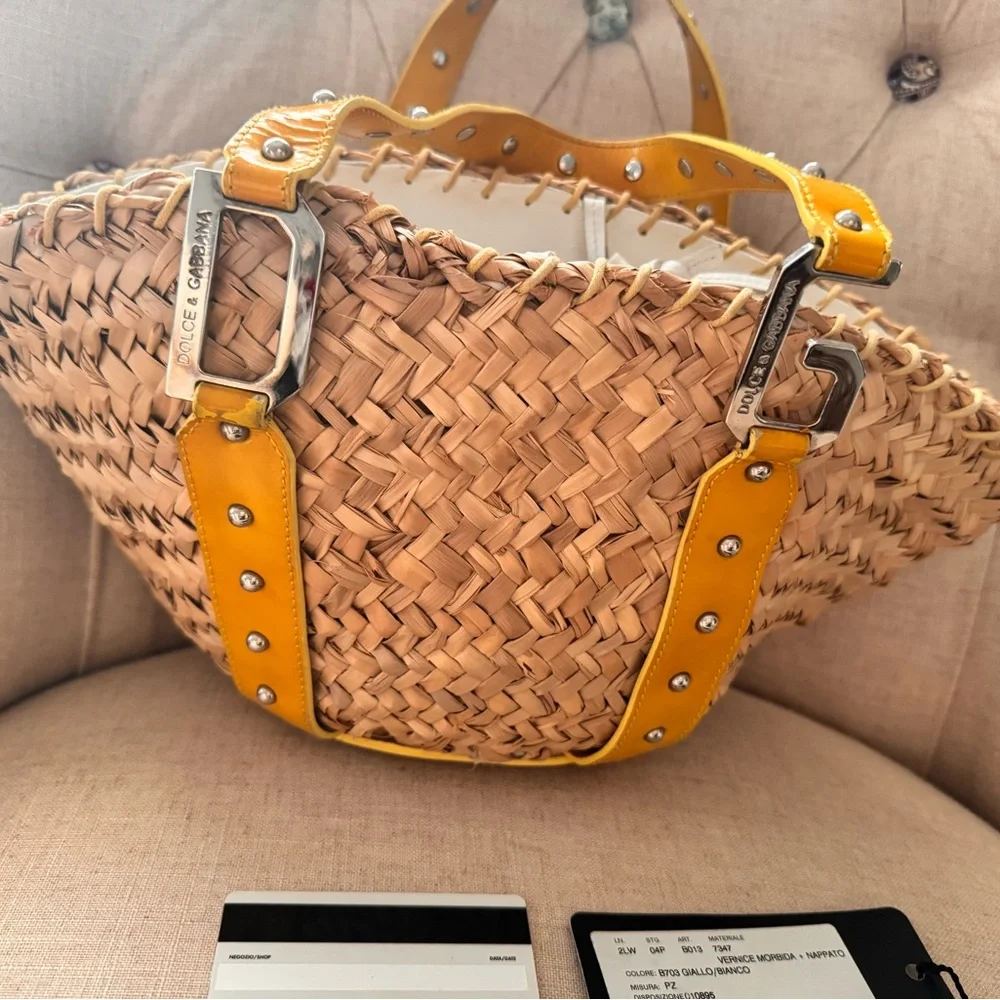 Dolce & Gabbana Woven Tote with Yellow Straps - Picture 2 of 15